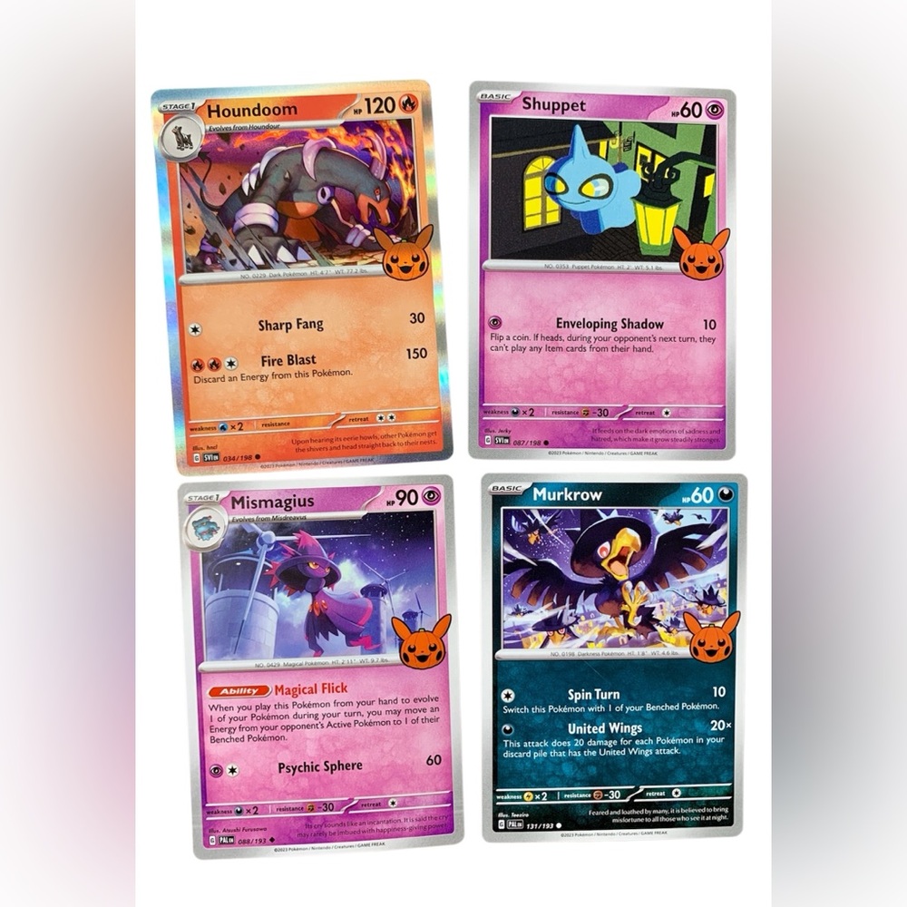 Pokémon Card Lot of 4 Trick or Trade 2023 Houndoom Shuppet Mismagius Murkrow